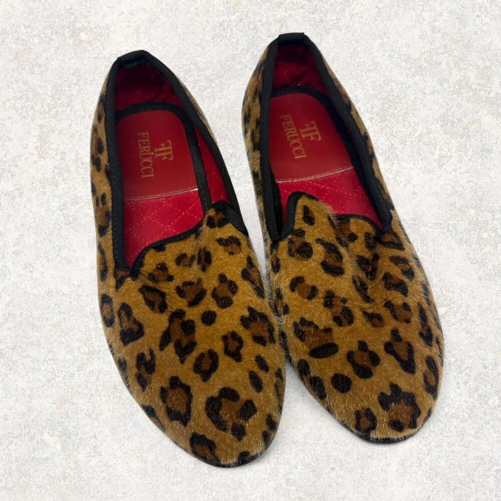 Quiet Luxury Old Money Handmade Ferucci Handmade Leopard Animal Print Loafers